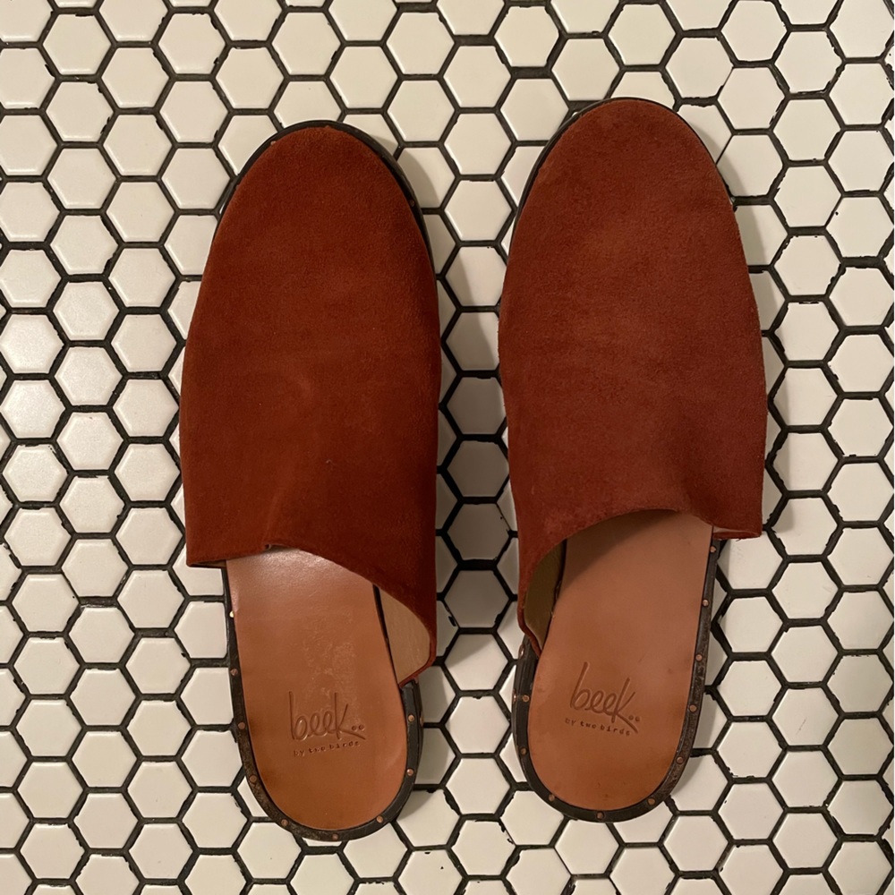 Beek Seagull Suede Mules Size 9